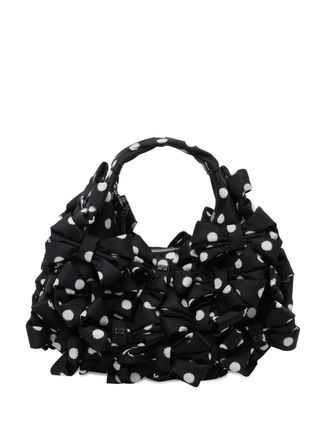 Ganni mini bow polka dot clutch bag - Black