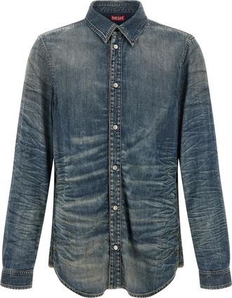Diesel Overhemden, Heren, Blauw, L, Katoen, D-Synar-Fsj 4 Shirt