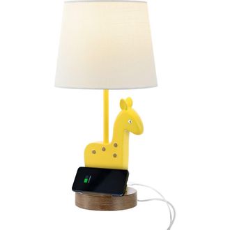 Jonathan Y Designs Sahara 17.5 Mid-Century Vintage Iron/Resin Giraffe LED Kids Table Lamp with Phone Stand and USB Charging Port, Yellow at Nordstrom