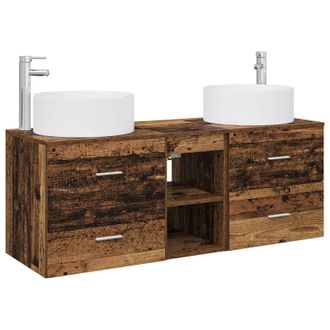 vidaXL Juego De Muebles De Ba&ntilde;o 3 Uds. Madera Envejecida Vidaxl