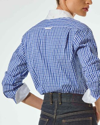 Serena Bute Cotton Johnny Shirt - Blue Check