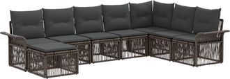 vidaXL Conjunto De Sof&aacute;s De Jard&iacute;n 8 Uds. Gris Rat&aacute;n Sint&eacute;tico Vidaxl