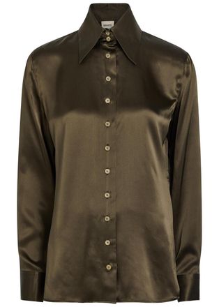 Khaite Ivy Silk Shirt - Khaki - 2 (UK6 / XS)