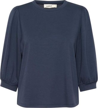 Soaked In Luxury 3/4 Mouw Sweatshirt India Ink - Dames - Blouses - Blauw - XS - Polyester - Overhemden