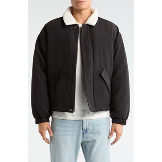 PacSun Pilot Puffer Jacket with Faux Shearling Collar in Black at Nordstrom, Size X-Large
