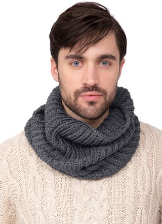 Likemary Merino Knitted Tube Snood Scarf Charcoal(Size: One size)