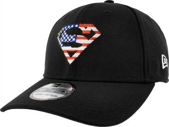 New Era Superman American Flag Logo Black Colorway 39Thirty Fitted Hat (UK, Alpha, L, XL, Black)