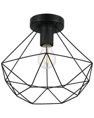 Eglo Eglo Tarbes 1 Light Ceiling Light With Black Finish & Geometric Metal Shade