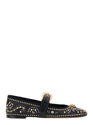 Versace Black Studded Ballet Flats
