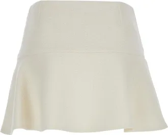 Gucci Womens White Wool Boucle Skirt With Hidden Closure
