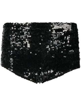 P.A.R.O.S.H. Shorts corti con paillettes - Nero