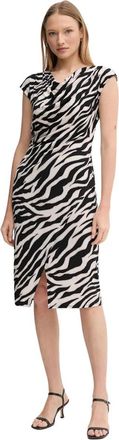 Joseph Ribkoff Cowl Neck Sheath Dress - Dames - Casual kleedjes - Zwart - XS - Leer - Kleedjes