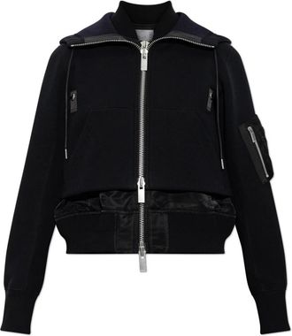 sacai Korte Bomberjack - Dames - Bomber jackets - Zwart - M - Katoen - Jassen