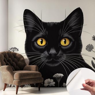 Tulup Fotomurale Adesivo Stickers - Per Camera Da Letto - Per Corridoio - Decorazione Casa Moderna Fiori Di Gatto 250x250 Cm