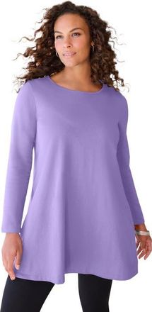 Roaman's Ultimate Long Sleeve Crewneck Swing Tunic in Vintage Lavender at Nordstrom, Size 12