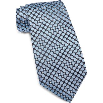 Ermenegildo Zegna Grid Silk Tie in Br Blu Fan at Nordstrom