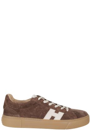 Hogan Brown Crosswind Suede Smooth Leather Rubber Sole Sneakers