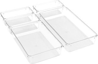 Sorbus Clear Makeup And Skin Care Organizer, Storage Bin Drawer Organizers For Cosmetic, Bathroom, Vanity (5-Piece Set)