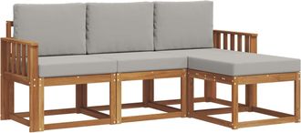 vidaXL Conjunto De Sof&aacute;s De Exterior 4 Uds. Gris Natural Y Claro Vidaxl