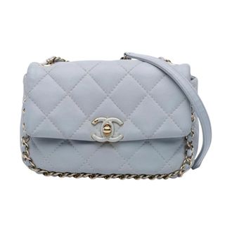 Chanel Pre-owned Mini Calfskin Chain Around Flap - Dames - Pre-owned - Grijs - Maat: ONE Size Leer