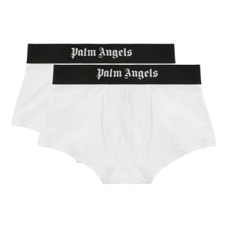 Palm Angels Bottoms, male, White, Size: M Cotton Boxers Set with Elasticated Band