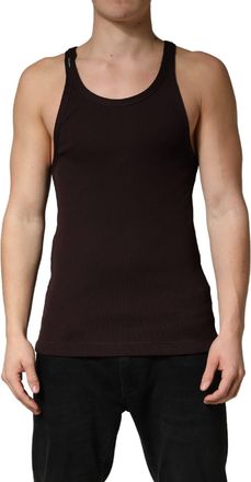 Dolce & Gabbana Brown Sleeveless Round Neck Tank Top Mens T-shirt