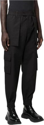 Alexander McQueen Slim-fit Trousers, male, Black, L, Black Cotton Cargo Trousers Aw23