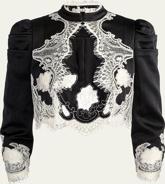 Alice & Olivia Thomasina Lace Trim Jacket