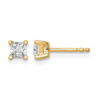 Diamond2Deal 14k Gold 1/2 ct Princess Lab Grown Diamond Stud Earrings VS Clarity, D-E Color