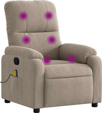 vidaXL Vidaxl - Poltrona Reclinabile Massaggiante Tortora Tessuto di Microfibra