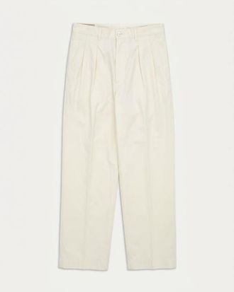 Fortela Newyork Pleated Cotton Trousers in Ecru at Nordstrom, Size 34 Eu