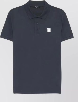 Balmain cotton knit shirt short sleeves polo collar