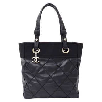 Chanel Black Coated Canvas Tote Bag (Pre-Owned)