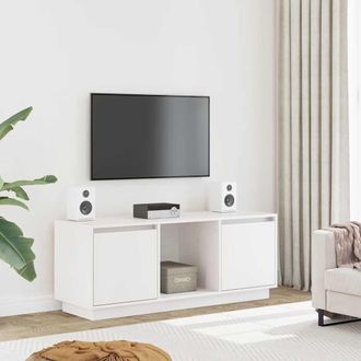 vidaXL Vidaxl - Mueble Para Tv De Madera Maciza De Pino Blanco 110,5x35x44 Cm