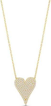 SHYMI Small Pavé Heart Pendant Necklace in Gold/White at Nordstrom