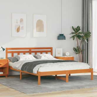 Berkfield Home with Headboard Brown 140 x 200 cm Pine wood