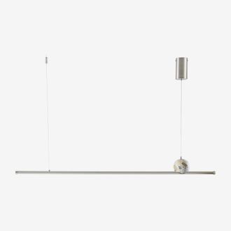 Sklum L&aacute;mpara De Techo Colgante Lineal Led 100 Cm En Piedra Natural Y Hierro Lanuvio Sklum