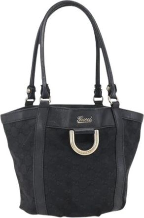 Gucci Pre-owned Shoulder Bags, female, Black, Size: ONE SIZE Pre-owned Canvas Shoulder Bag