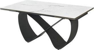 Pondecor Interiorismo Mesa de comedor extensible en cristal templado y porcel&aacute;nico INFINITY