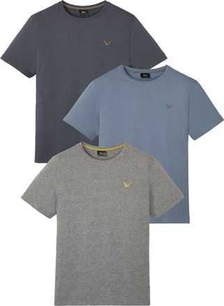 Bonprix T-Shirt BONPRIX, Herren, Gr. 60/62 (XXL), blau (nachtblau, rauchblau, grau meliert), Obermaterial: 70% Baumwolle, 30% Viskose, regular fit, Shirts T-S
