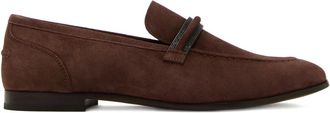 Brunello Cucinelli beaded-embellished suede loafers - women - Calf Leather/Suede/Calf Leather - 38 - Brown