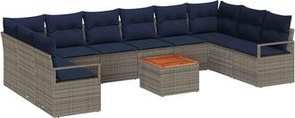 vidaXL Conjunto De Sof&aacute;s De Jard&iacute;n 11 Uds. Gris Rat&aacute;n Sint&eacute;tico Vidaxl