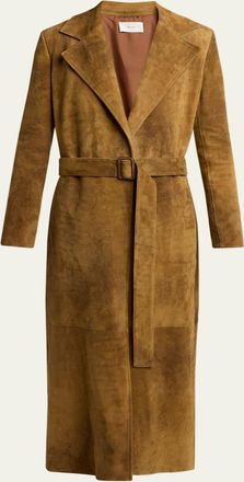 The Row Raisa Suede Belted Wrap Coat