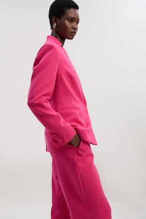 Karen Millen Womens Compact Stretch Tailored Single Breasted Blazer - Pink - Size 10 UK