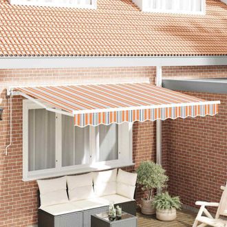 vidaXL Toldo Retr&aacute;ctil Manual Rayas Multicolor 350x200 Cm Tela Vidaxl