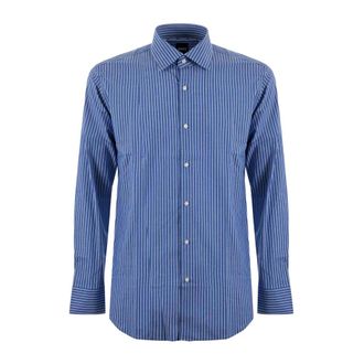 HUGO BOSS Heren, Overhemden, Blauw, Maat: XL Katoen