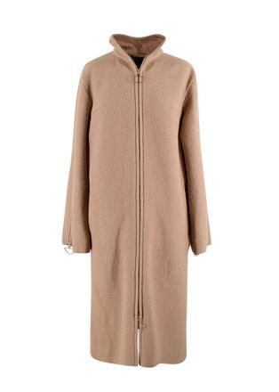 Bevza Camel Longline Wool Coat with Zipper Detail Size XS