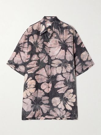 Dries Van Noten Camicia In Voile Di Seta Floreale - Viola