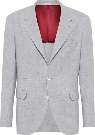 Brunello Cucinelli single-breasted blazer - men - Wool/Silk/Cashmere - 48 - Grey