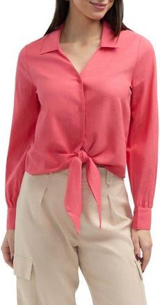 Ellen Tracy Tie Front Shirt in Coral at Nordstrom Rack, Size X-Small